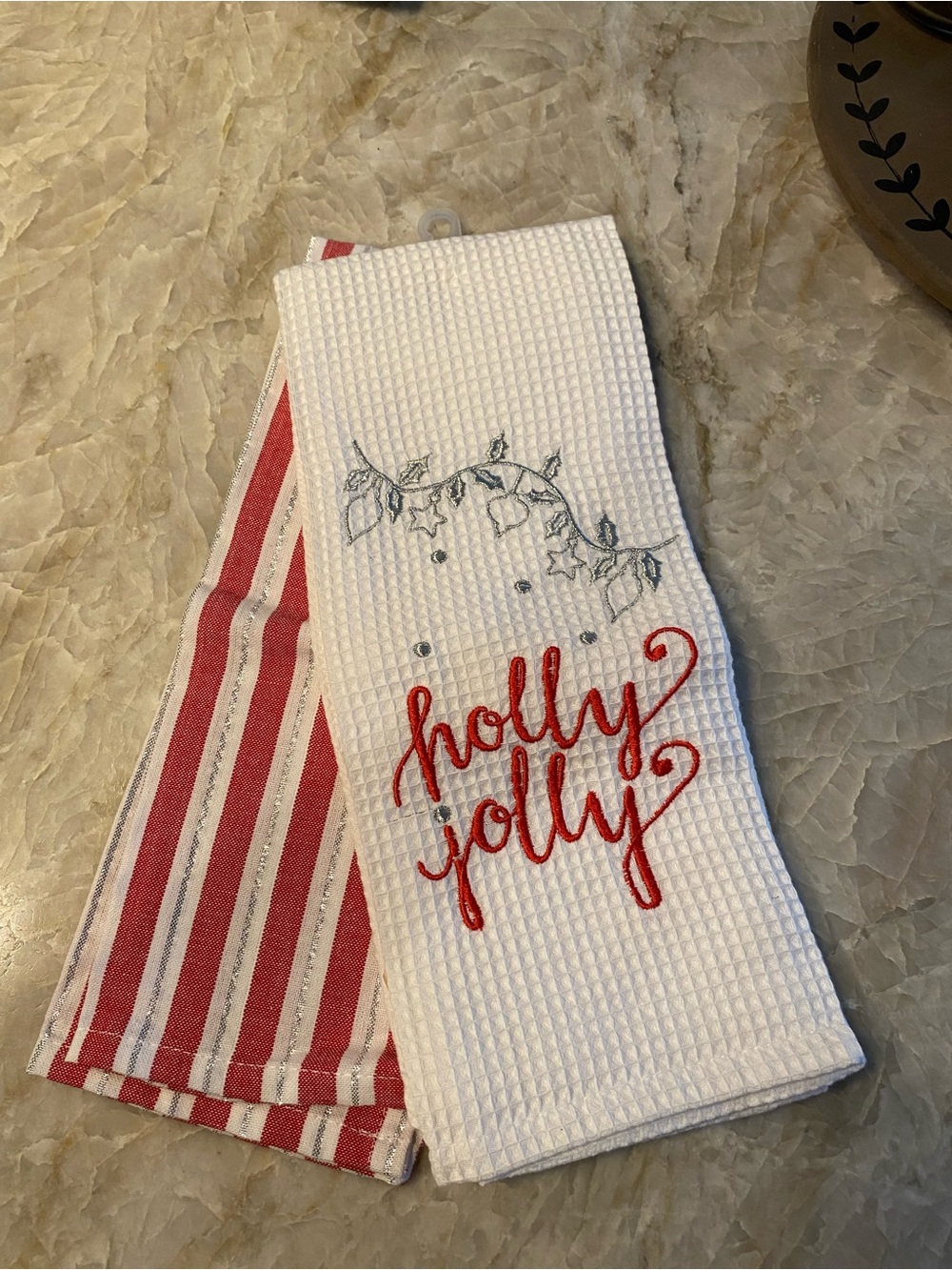 Holly Jolly Red & White Holiday Kitchen Towels